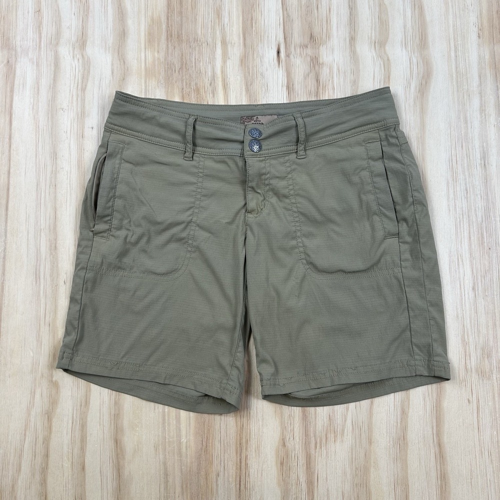 prAna Women's 2 Mossy Brown Nylon Hiking Shorts Outdoor Trail Activewear